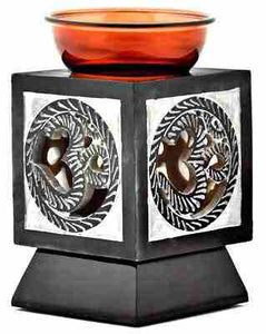 Om Glass top Carved Stone Aroma Lamp Burner 5.25” H