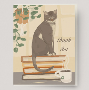 Thank You Book Cat - Card