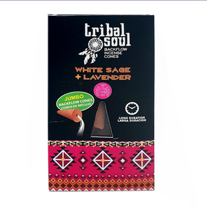 Tribal Soul White Sage and Lavender Jumbo Backflow Cone Incense 10 pc