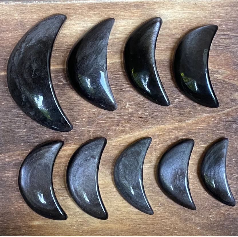 Sheen Obsidian Crescent Moon 1.75 to 3 inch size