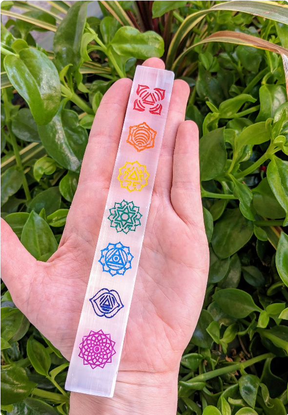 Chakra Selenite Charger Plate with 7 colors
