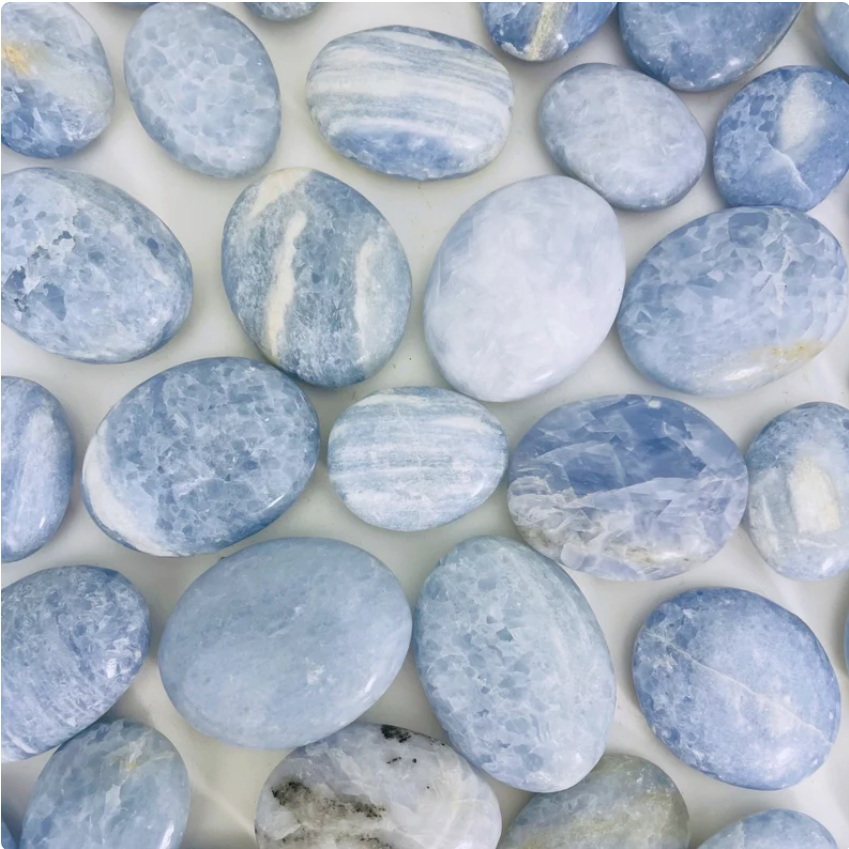 Blue Calcite Palm Stone