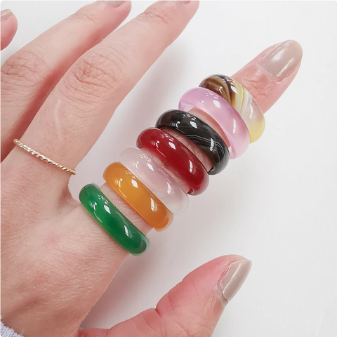 Carved Agate and Gemstone Rings | Assorted