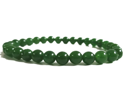 Green Jade 8mm Round Bead Stretch Style Bracelet
