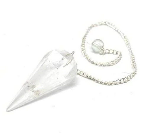 Crystal Quartz Pendulum on Silver Chain