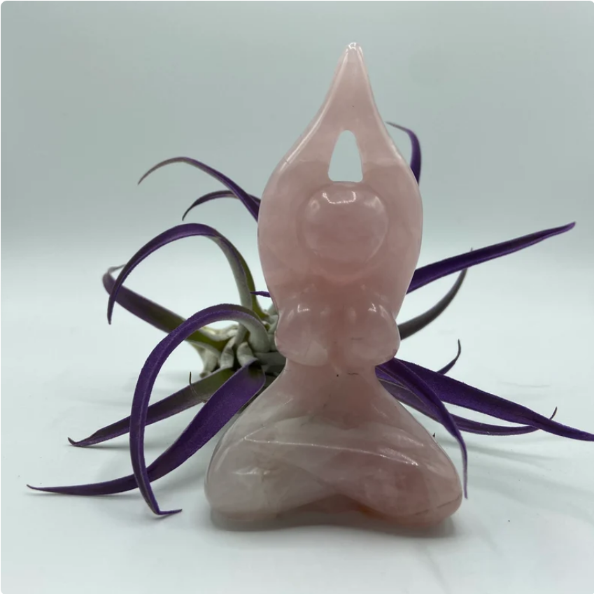 Yoga Sitting Pose Rose Quartz Carving