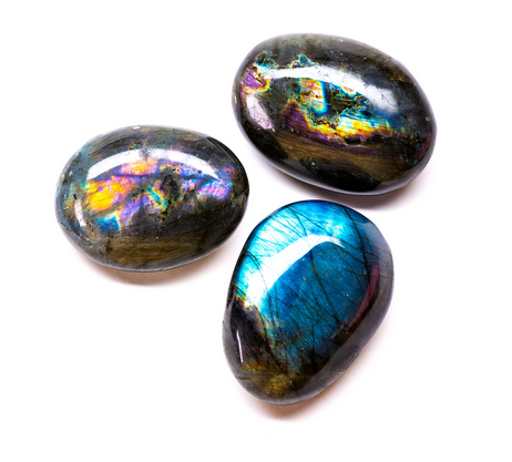 Spectralite Labradorite palm stones from Finland