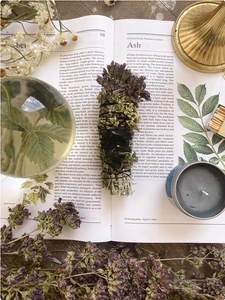 Lavender, Rosemary & Obsidian Floral Smudge Stick