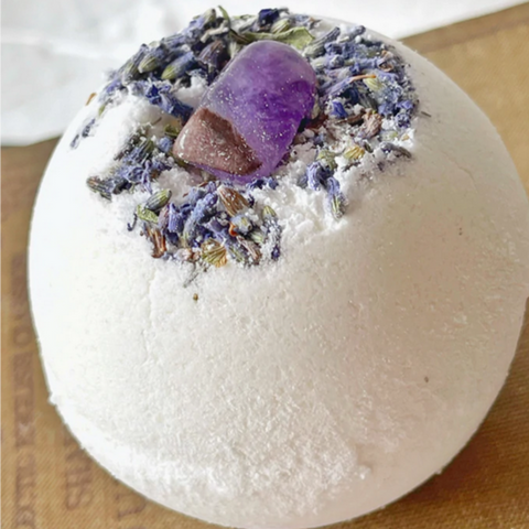 Amethyst and Lavender Bath Bomb | by Zen Den | Medium Size