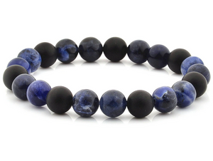 Sodalite & Matte Onyx Stone Beaded Stretch Bracelet 10mm