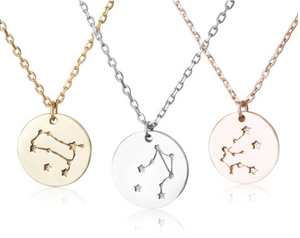 Zodiac Constellation pendant Necklace Sterling Silver or 14kt GF