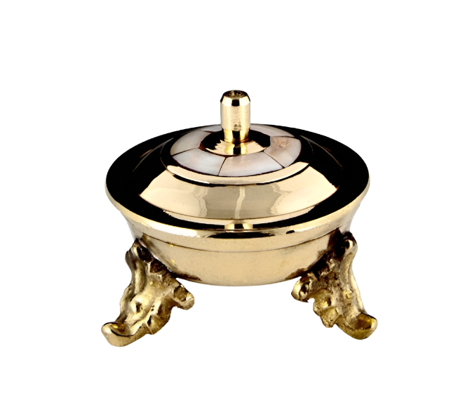 Brass Mother of Pearl Charcoal Burner with Lid | 3 inches