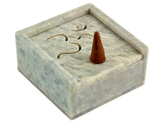 Om Symbol Carved Cone Burner with Storage - 3"x3"x1.5