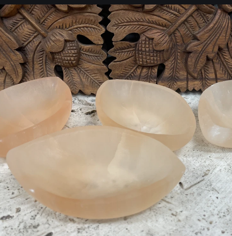 Peach Selenite Bowl Assorted Shapes