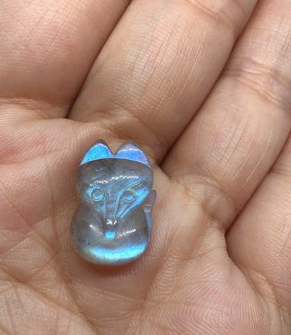 Mini Labradorite Fox Carving