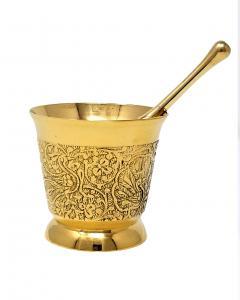 Brass Carved Mortar and Pestle