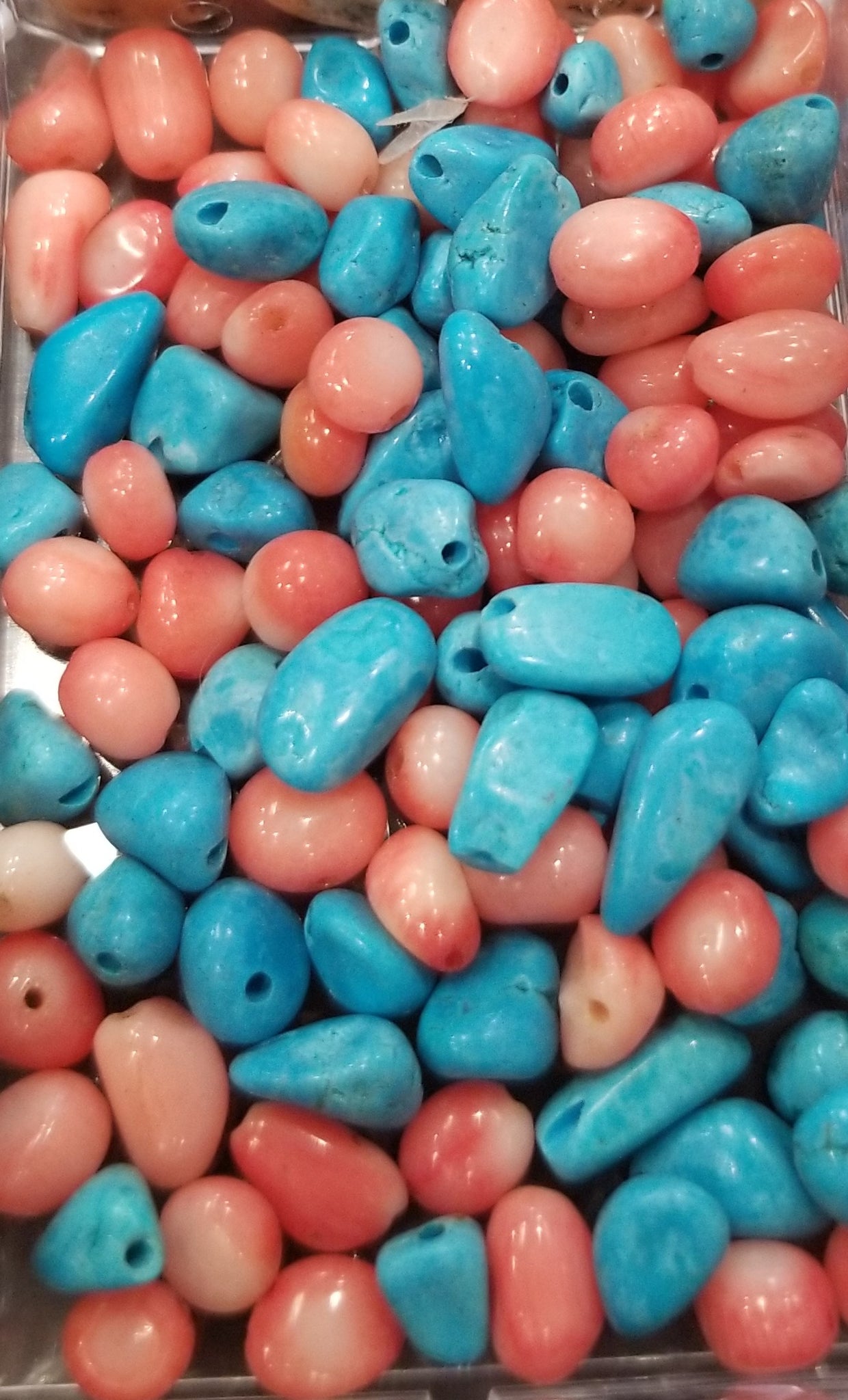Coral or Turquoise Freeform 4mm Bead