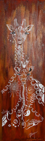 Danksy Art Woody Giraffes 36 X  12 Original Painting