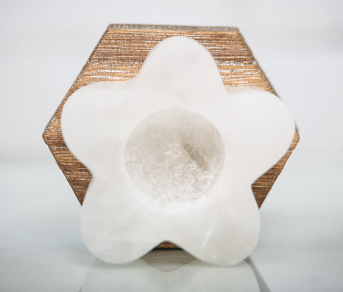 Selenite Flower Shaped Candle Holder