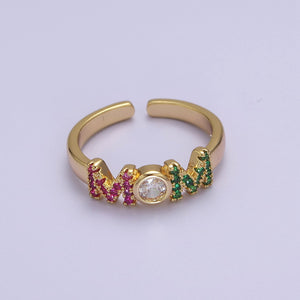 Multicolor MOM Micro Pave Crystal Zirconia Ring