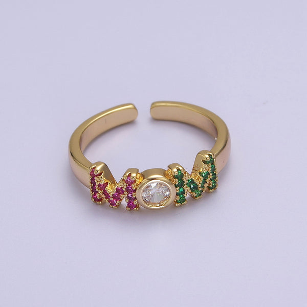 Multicolor MOM Micro Pave Crystal Zirconia Ring