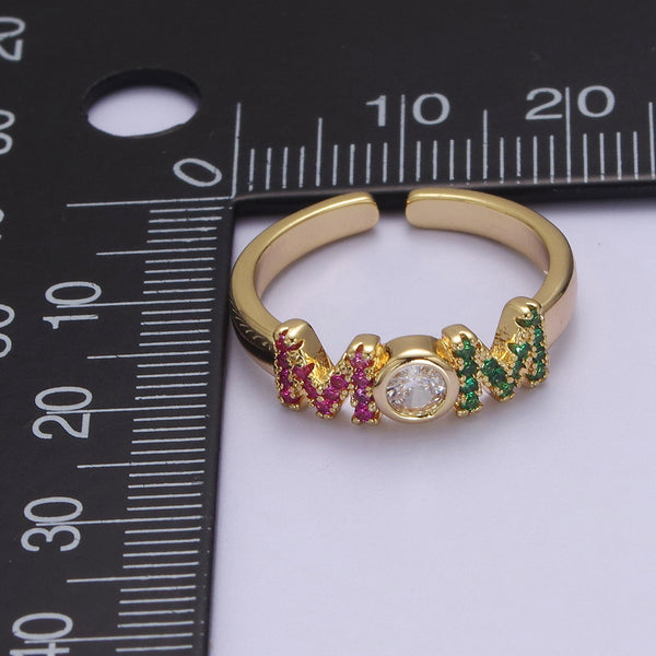 Multicolor MOM Micro Pave Crystal Zirconia Ring