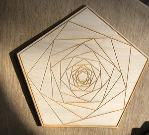 Geometric Pentagon 4 inch Wood Crystal Grid