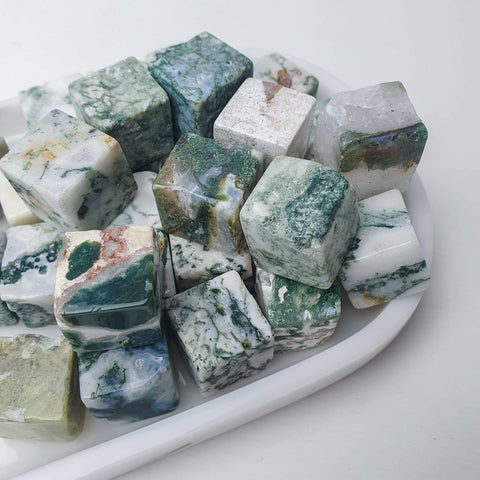 Moss Agate Cubes