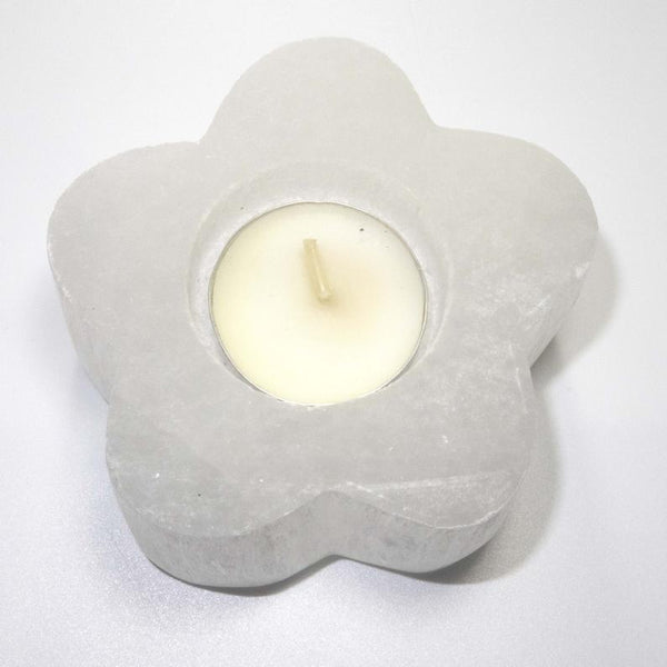 Selenite Flower Shaped Candle Holder