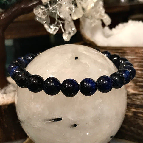 Natural Blue Tiger Eye Beaded Healing Bracelet