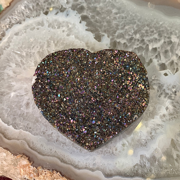 Titanium Aura Druzy Hearts