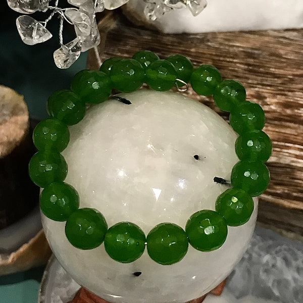 Gemstone Memory Wire Bracelet - Green agate