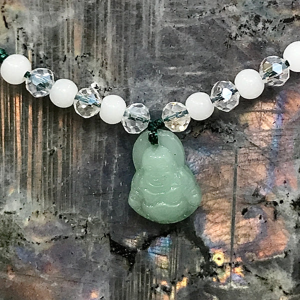 Jade Buddha Dangle Dark Green Bracelet