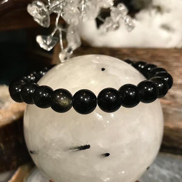 Natural Silver Sheen Obsidian Beaded Healing Bracelet