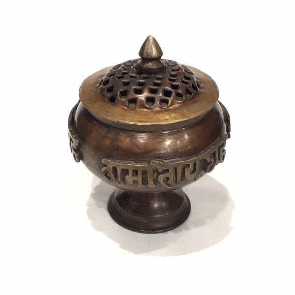 Om Mani Tibetan Censer Burner (Antique Finish)