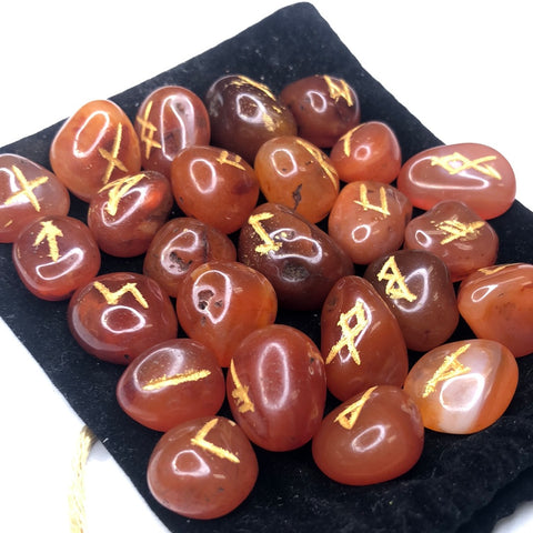 Complete Rune Set in Carnelian