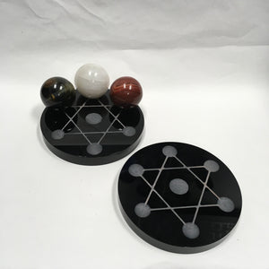 Obsidian Round Sphere Stand Star Plate