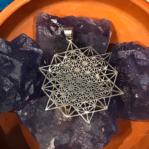 72 Point Star Silver Finish Pendant