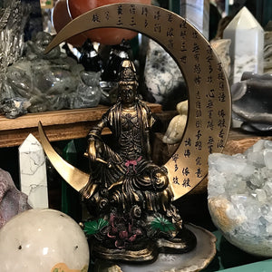 Brass Finish Kwan Yin (Quan Yin) On The Moon