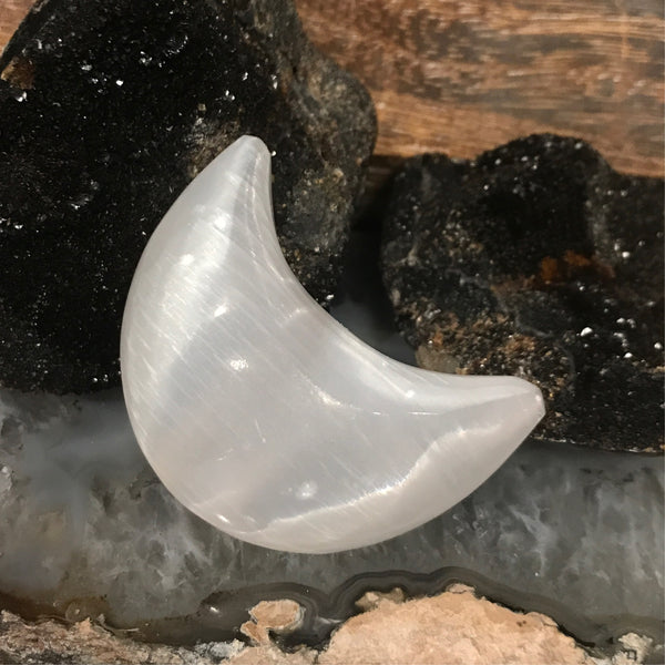 Selenite Carved Moon 2 Inch