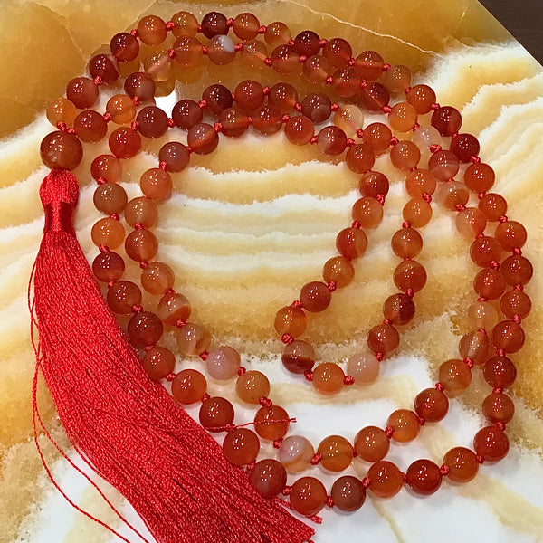 Carnelian 108 Bead Mala Necklace