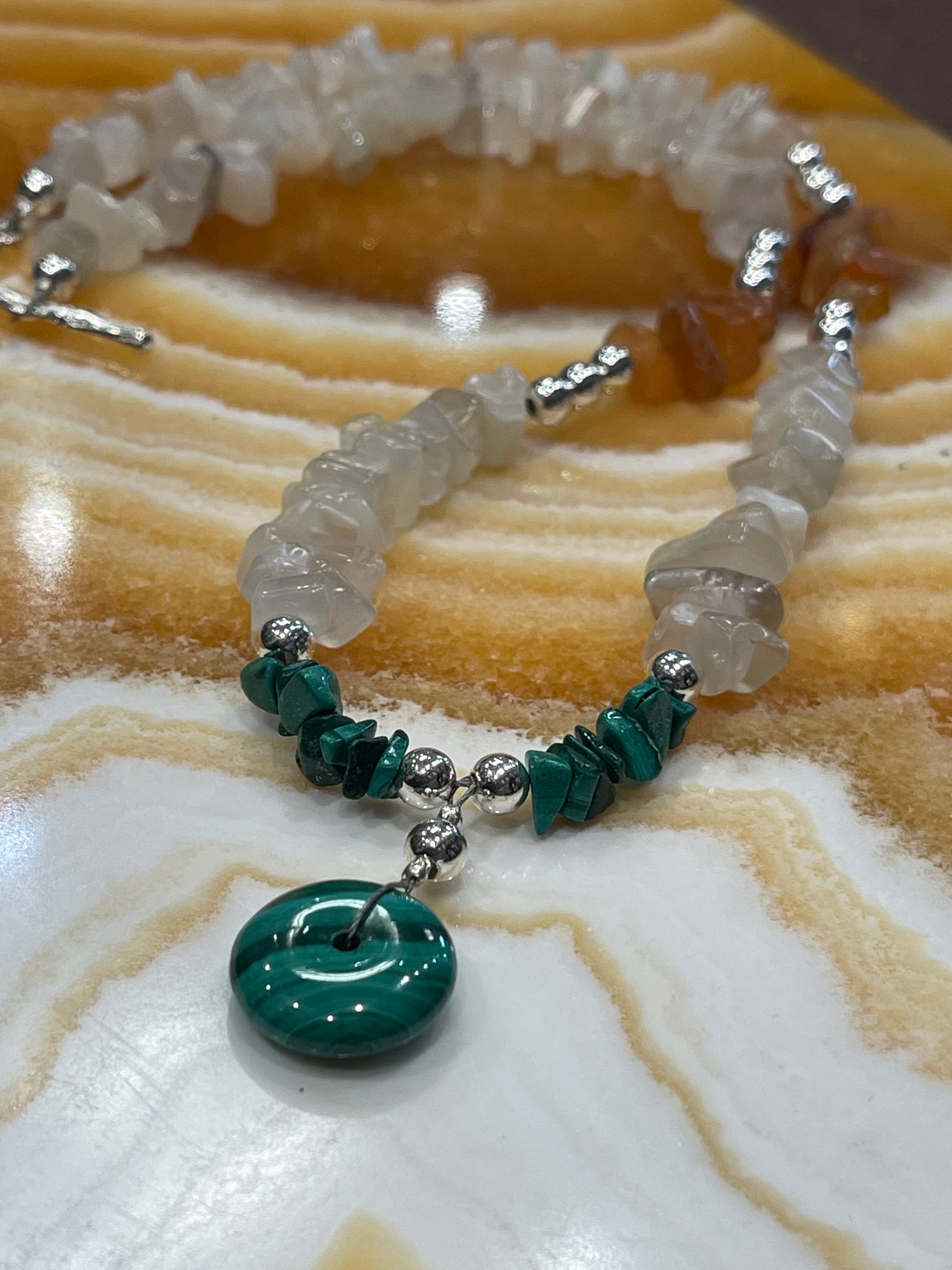 Malachite, Moonstone and Carnelian Fertility Necklace