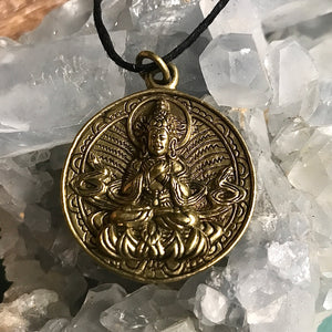 Quan Yin Brass Pendant Necklace