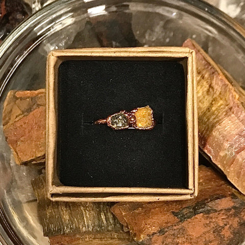 Pyrite and Citrine Ring
