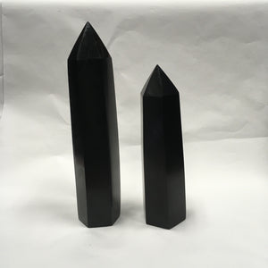 Black Tourmaline Carved Tower