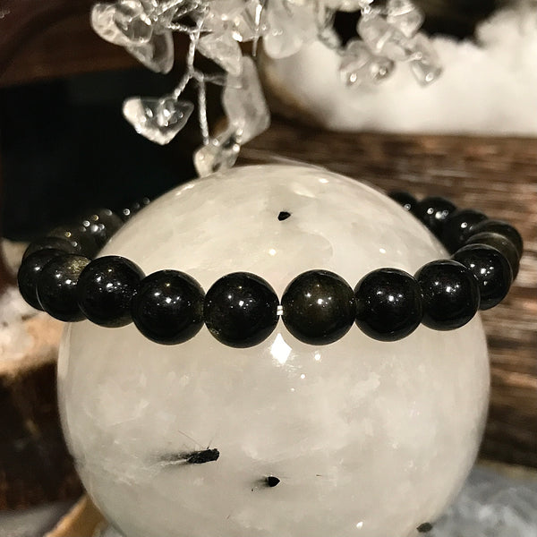 Natural Silver Sheen Obsidian Beaded Healing Bracelet