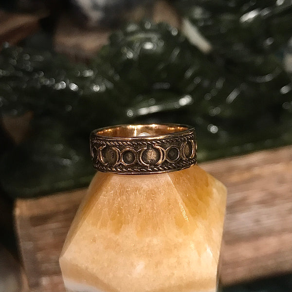 Moon Phase Bronze Band Ring