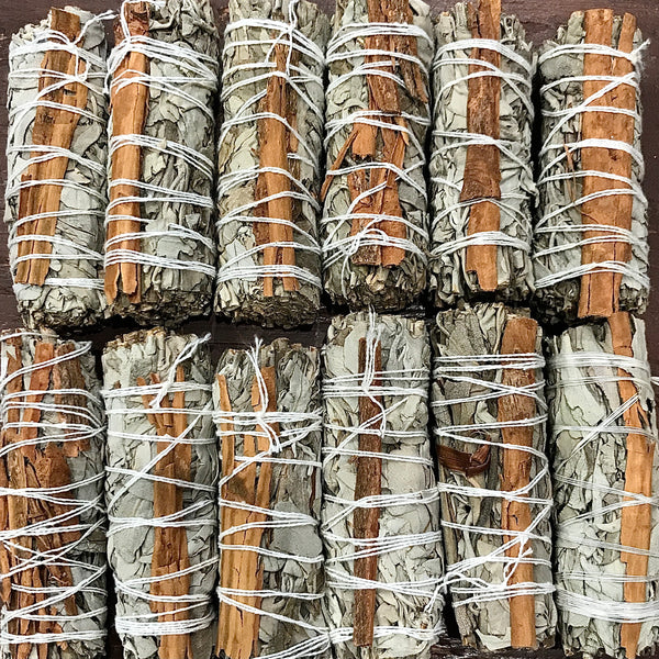 Cinnamon and White Sage Organic Smudge Sticks 4”