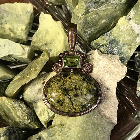 Sajen Peridot & Rhyolite Sterling Silver Pendant