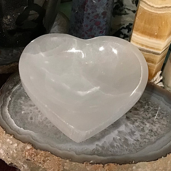Selenite Heart Bowl - 3.5 Inch